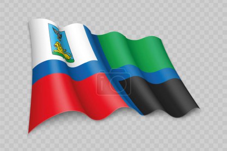 Illustration for 3D Realistic waving Flag of Belgorod Oblast is a region of Russia on transparent background - Royalty Free Image