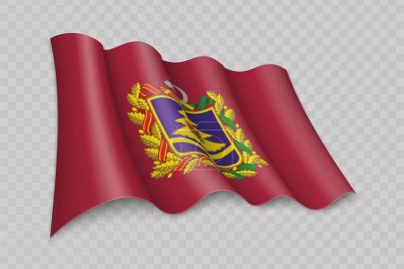 Illustration for 3D Realistic waving Flag of Bryansk Oblast is a region of Russia on transparent background - Royalty Free Image