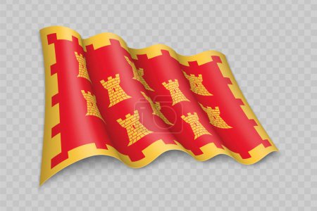 Illustration for 3D Realistic waving Flag of Greater Manchester is a county of England on transparent background - Royalty Free Image