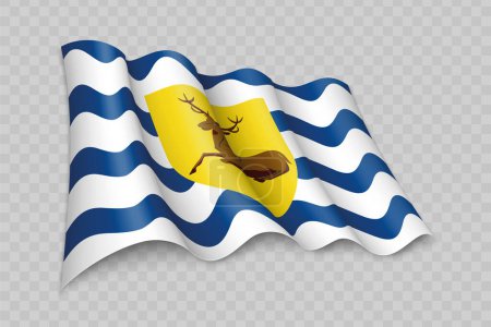 Illustration for 3D Realistic waving Flag of Hertfordshire is a county of England on transparent background - Royalty Free Image