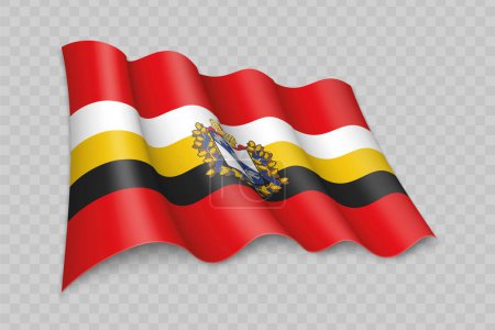 Illustration for 3D Realistic waving Flag of Kursk Oblast is a region of Russia on transparent background - Royalty Free Image