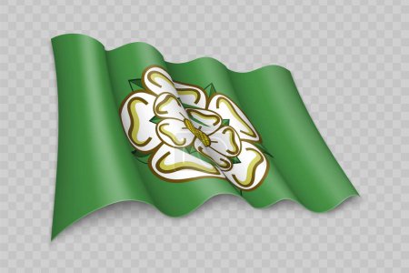 Illustration for 3D Realistic waving Flag of North Yorkshire is a county of England on transparent background - Royalty Free Image