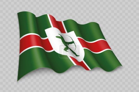 Illustration for 3D Realistic waving Flag of Nottinghamshire is a county of England on transparent background - Royalty Free Image