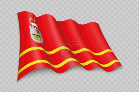 Illustration for 3D Realistic waving Flag of Smolensk Oblast is a region of Russia on transparent background - Royalty Free Image