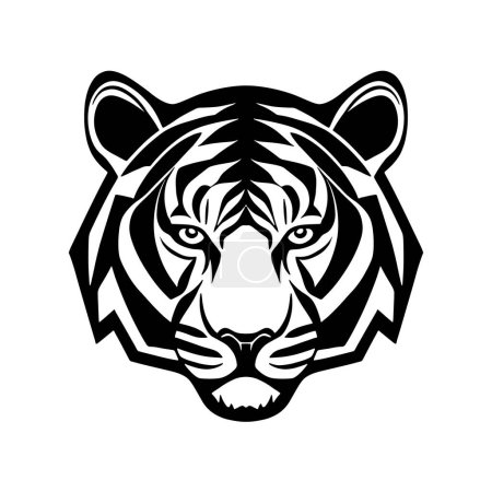 Tiger head black and white vector icon. Template for logo, emblem or badge design