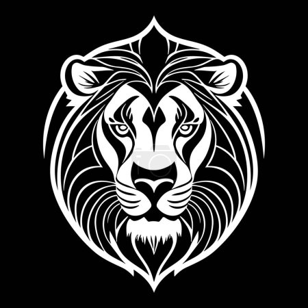 Tiger head black and white vector icon. Template for logo, emblem or badge design