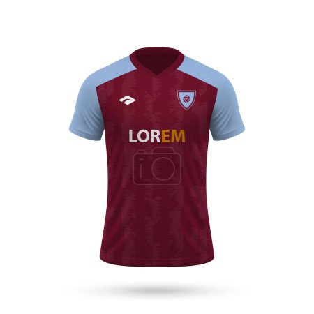 Ilustración de Camiseta de fútbol realista 3d en estilo Aston Villa, plantilla de camisa para kit de fútbol 2023 - Imagen libre de derechos