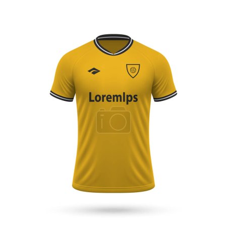 Illustration for 3d realistic soccer jersey in Wolverhampton style, shirt template for football kit 2023 - Royalty Free Image