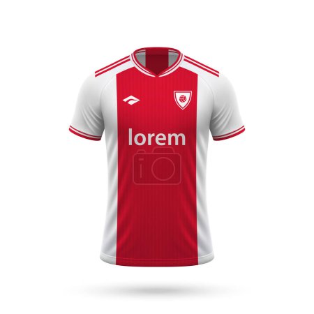 Ilustración de 3d camiseta de fútbol realista en estilo Ajax, plantilla de camisa para el kit de fútbol 2023 - Imagen libre de derechos