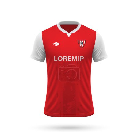 Téléchargez les illustrations : 3d maillot de football réaliste dans le style AZ Alkmaar, modèle de chemise pour kit de football 2023 - en licence libre de droit