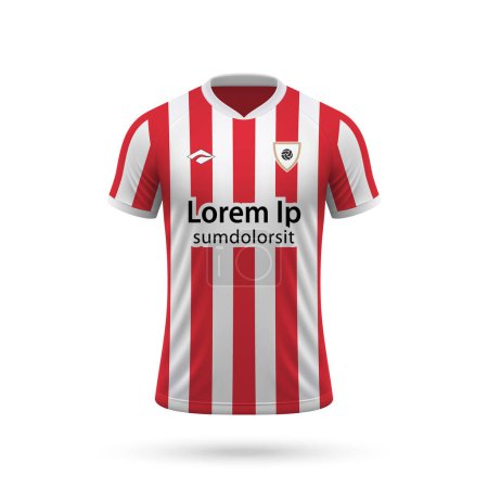 Téléchargez les illustrations : 3d maillot de football réaliste dans le style Sparta Rotterdam, modèle de chemise pour kit de football 2023 - en licence libre de droit
