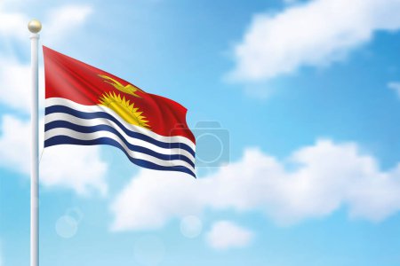 Ilustración de Ondeando la bandera de Kiribati sobre el fondo del cielo. Plantilla para diseño de póster día de la independencia - Imagen libre de derechos