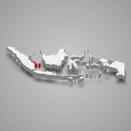 Ilustración de Bangka Belitung Islands provincia ubicación Indonesia 3d mapa isométrico - Imagen libre de derechos
