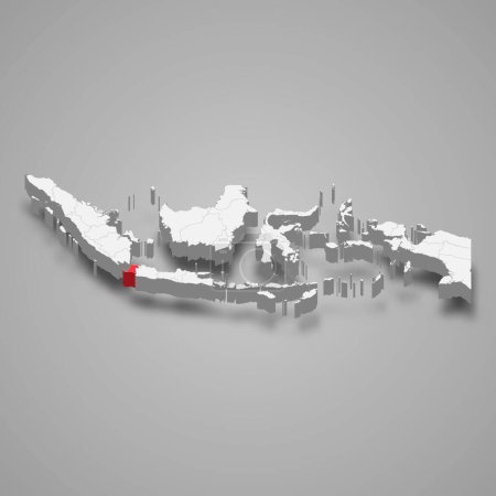 Illustration for Banten province location Indonesia 3d isometric map - Royalty Free Image