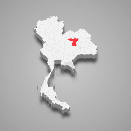 Téléchargez les illustrations : Khon Kaen province emplacement Thaïlande 3d carte isométrique - en licence libre de droit