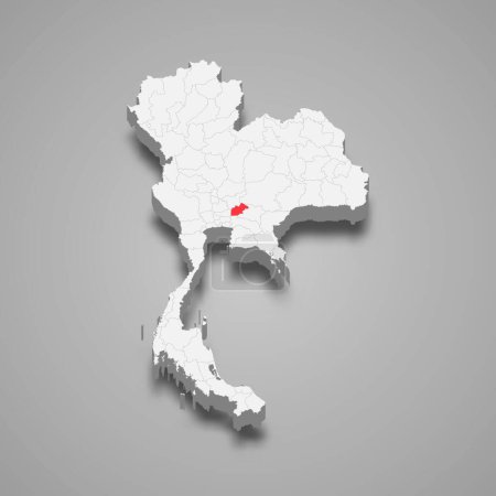 Téléchargez les illustrations : Situation de la province de Nakhon Nayok Thaïlande Carte isométrique 3d - en licence libre de droit