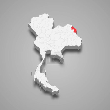 Téléchargez les illustrations : Situation de la province de Nakhon Phanom Thaïlande Carte isométrique 3D - en licence libre de droit