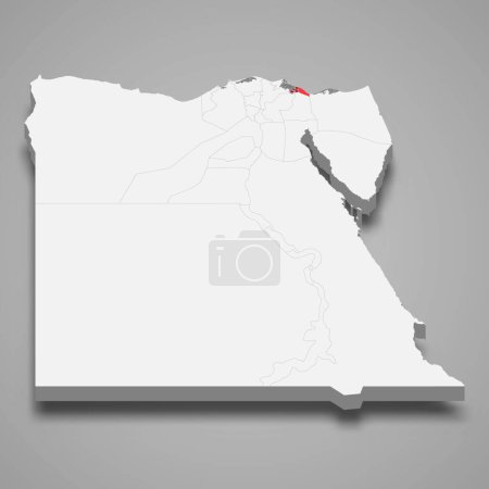 Téléchargez les illustrations : Emplacement de la région de Port-Saïd en Egypte Carte isométrique 3d - en licence libre de droit