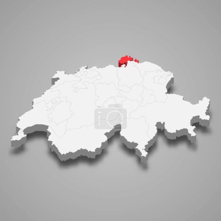 Téléchargez les illustrations : Situation du canton de Schaffhouse en Suisse Carte isométrique 3d - en licence libre de droit