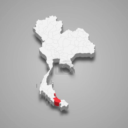 Téléchargez les illustrations : Situation de la province de Songkhla Thaïlande Carte isométrique 3d - en licence libre de droit