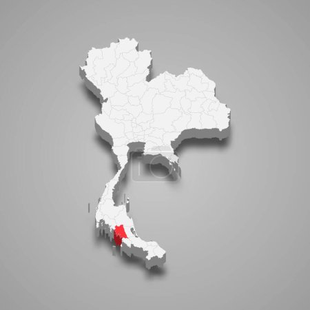 Téléchargez les illustrations : Situation de la province de Trang Thaïlande Carte isométrique 3d - en licence libre de droit