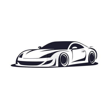 Ilustración de Diseño del llogo del coche deportivo. Icono de silueta de coche rápido. Ilustración vectorial - Imagen libre de derechos