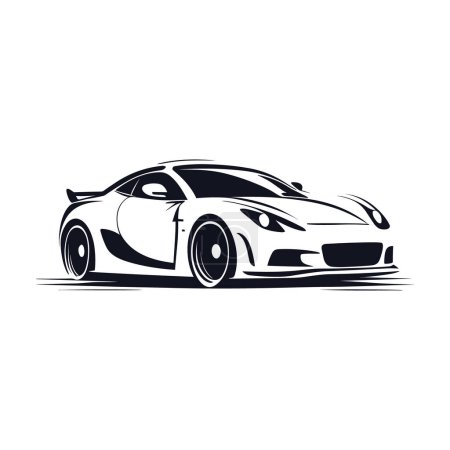 Ilustración de Diseño del llogo del coche deportivo. Icono de silueta de coche rápido. Ilustración vectorial - Imagen libre de derechos