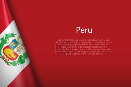 3d national flag Peru isolated on background with copyspace