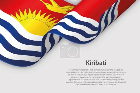 Ilustración de Cinta 3d con bandera nacional Kiribati aislado sobre fondo blanco con copyspace - Imagen libre de derechos