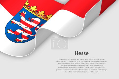 Téléchargez les illustrations : Ruban 3d avec drapeau Hesse. Etat allemand. isolé sur fond blanc avec copyspace - en licence libre de droit