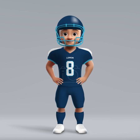 Illustration for 3d cartoon cute young american football player in Tennessee Titans uniform. Football team jersey - Royalty Free Image