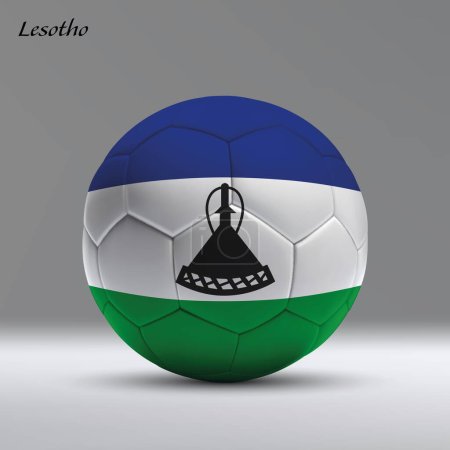 Ilustración de 3d bola de fútbol realista iwith bandera de Lesotho en el fondo del estudio, plantilla de bandera de fútbol - Imagen libre de derechos