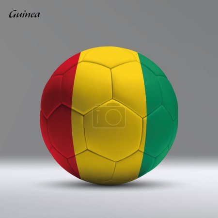 Ilustración de 3d bola de fútbol realista iwith bandera de Guinea en el fondo del estudio, plantilla de bandera de fútbol - Imagen libre de derechos