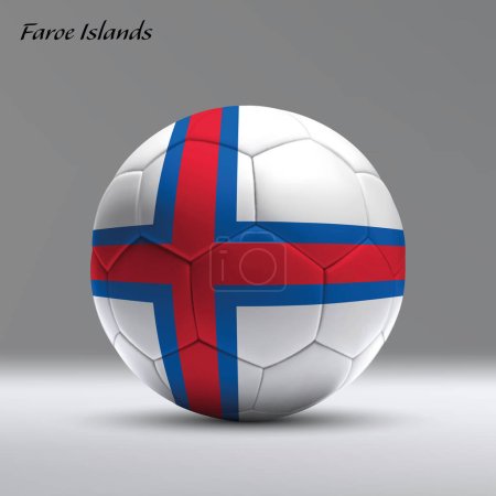 Illustration for 3d realistic soccer ball iwith flag of Faroe Islands on studio background, Football banner template - Royalty Free Image