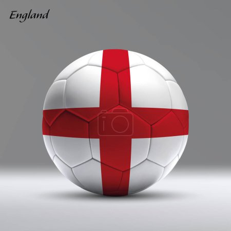 Ilustración de 3d bola de fútbol realista iwith bandera de Inglaterra en el fondo del estudio, plantilla de bandera de fútbol - Imagen libre de derechos
