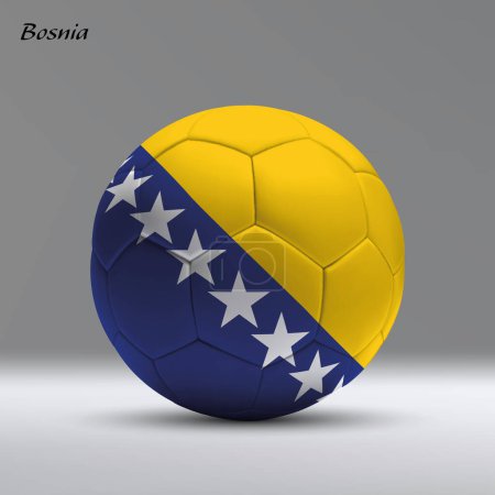 Ilustración de 3d bola de fútbol realista iwith bandera de Bosnia en el fondo del estudio, plantilla de bandera de fútbol - Imagen libre de derechos