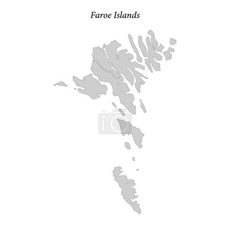 Illustration for Simple flat Map of Faroe Islands with district borders - Royalty Free Image
