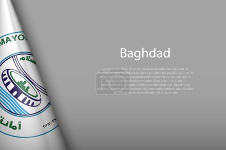 Ilustración de Bandera 3d de Bagdad, es una ciudad de Irak, aislada en el fondo con copyspace - Imagen libre de derechos