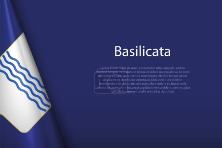 Ilustración de 3d bandera Basilicata, región de Italia, aislado en el fondo con espacio de copia - Imagen libre de derechos