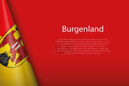 Illustration for 3d flag Burgenland, state of Austria, isolated on background with copyspace - Royalty Free Image