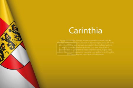 Téléchargez les illustrations : Drapeau 3d Carinthie, état d'Autriche, isolé en arrière-plan avec copyspace - en licence libre de droit