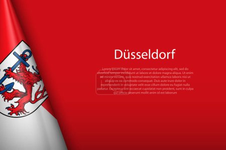 Téléchargez les illustrations : Drapeau 3D de Düsseldorf, est une ville d'Allemagne, isolée en arrière-plan avec copyspace - en licence libre de droit