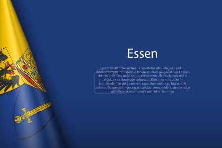 Téléchargez les illustrations : Drapeau 3d d'Essen, est une ville d'Allemagne, isolée en arrière-plan avec copyspace - en licence libre de droit