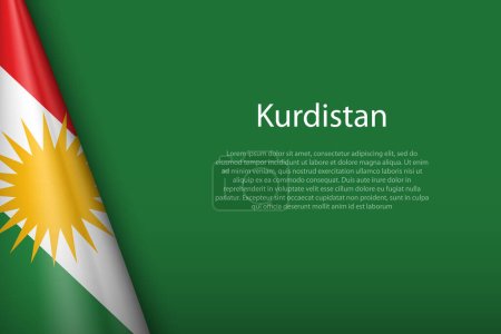 Illustration for 3d flag of Kurdistan, Ethnic group, isolated on background with copyspace - Royalty Free Image