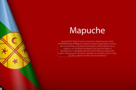 Illustration for 3d flag of Mapuche, Ethnic group, isolated on background with copyspace - Royalty Free Image