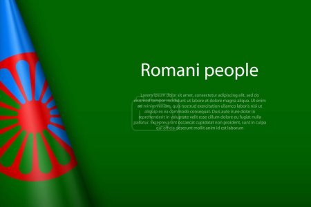 3d flag of Romani people, Ethnic group, isolated on background with copyspace