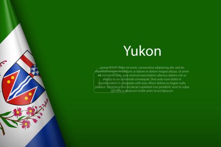 Ilustración de Bandera 3d Yukon, estado de Canadá, aislado en el fondo con espacio de copia - Imagen libre de derechos