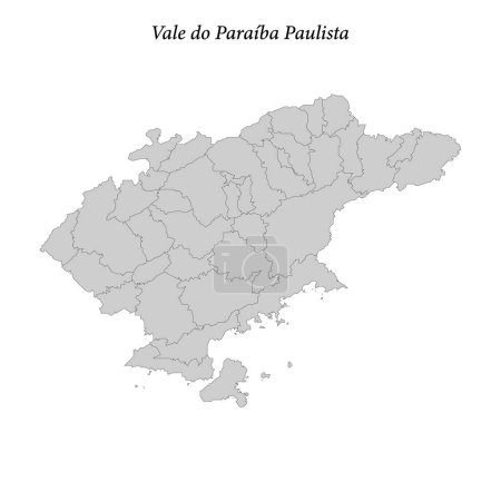 Illustration for Map of Vale do Paraiba Paulista is a mesoregion in Sao Paulo state with borders municipalities - Royalty Free Image