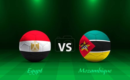 Téléchargez les illustrations : Egypte vs Mozambique modèle de diffusion de tableau de bord de football pour le tournoi africain de football 2023 - en licence libre de droit