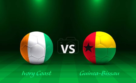 Téléchargez les illustrations : Côte d'Ivoire vs Guinée-Bissau modèle de diffusion de tableau de bord de football pour le tournoi africain de football 2023 - en licence libre de droit